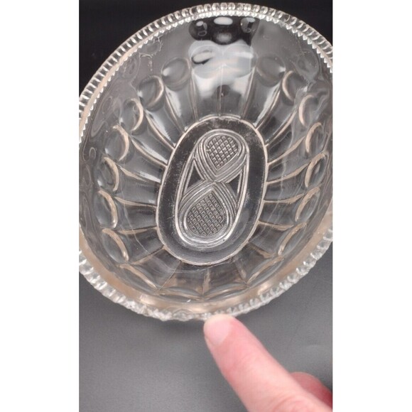 Vintage Depression Glass Pink Clear Candy Nut Dish Scalloped Oval Infinity READ - Picture 9 of 9